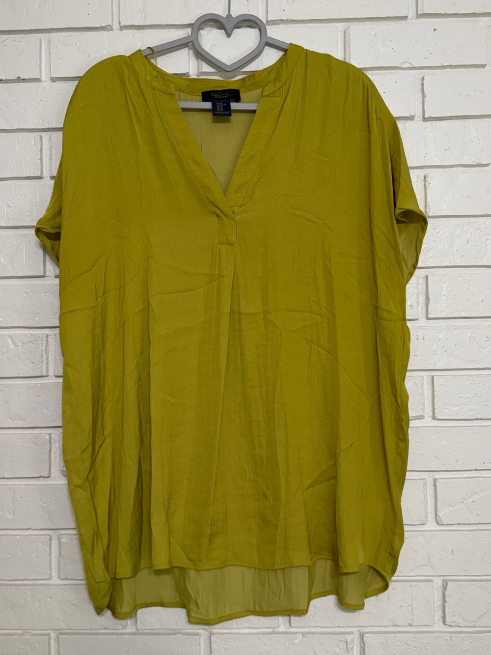 RACHEL Rachel Roy Chartreuse Dolman High Low Tunic Blouse Women’s XL
